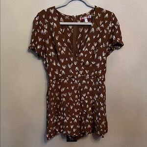 Urban Outfitters Brown Heart Print Romper